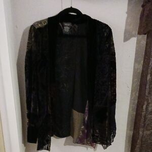 Dressbarn Velvet Open Front Jacket